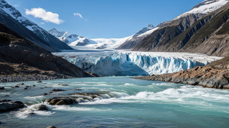 Panoramic view of Glacier in the Torres del Paine National Park, Chileの素材