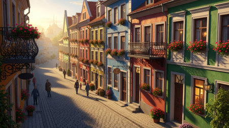Colorful facades of houses in the old town of Colmar, Alsace, Franceの素材