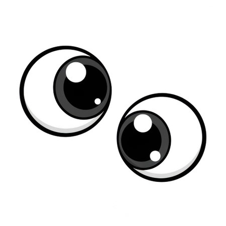 Expressive cartoon eyes with large pupilsの素材