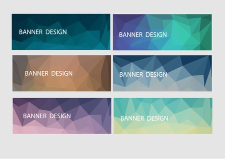 A set of vector banners with polygonal backgroundのイラスト素材
