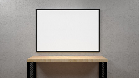 mock up poster frame with interior background, 3D renderの写真素材