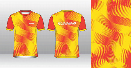 Soccer jersey template for sublimation printing. Yellow and red colors.のイラスト素材