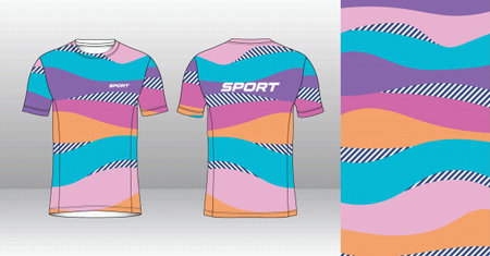 Soccer jersey template for sublimation printing. Jersey for triathlon, cycling, running, triathlonthon. T-shirt mockup. Vector Illustration.のイラスト素材