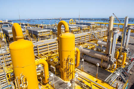 Mixed yellow pipes and connectionsの写真素材