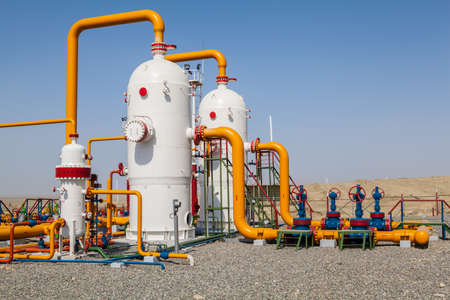 Oil and gas refinator and compressors in fieldの写真素材