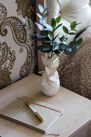 Bunch of flowers in glass vase.の写真素材