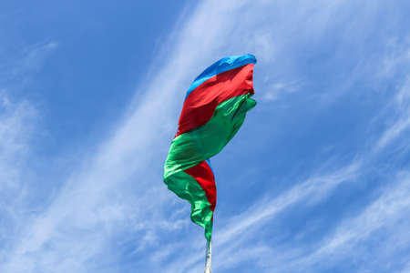 The Azerbaijan flag on one of the worlds tallest flag poles. の写真素材