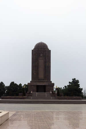Old architecture monument to the poet in the old city in cloudy weatherの写真素材