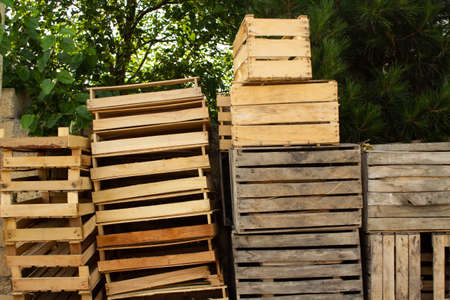 Wooden boxes for carrying fruits and vegetablesの写真素材