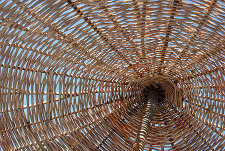 Close-up of wooden sunshade in summer time