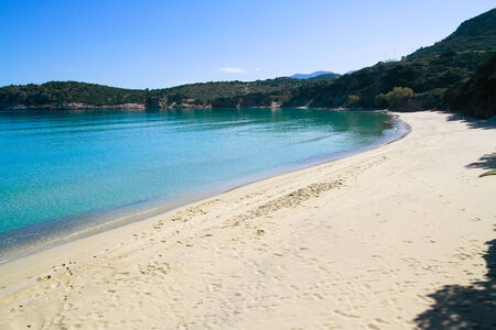 Beautiful idyllic crystal clear turquoise waters shoreline.の写真素材
