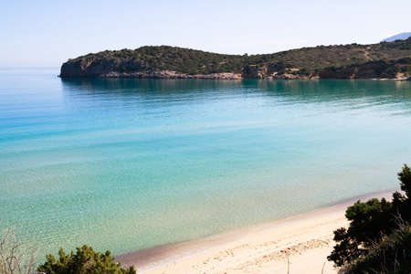 Beautiful idyllic crystal clear turquoise waters shoreline.の写真素材