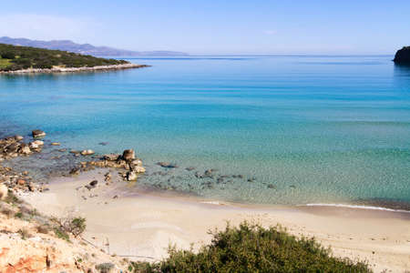 Beautiful idyllic crystal clear turquoise waters shoreline.の写真素材