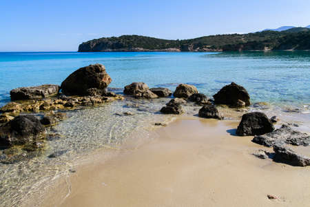 Beautiful idyllic crystal clear turquoise waters shoreline.の写真素材