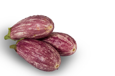 Fresh whole eggplant isolated on whiteの写真素材