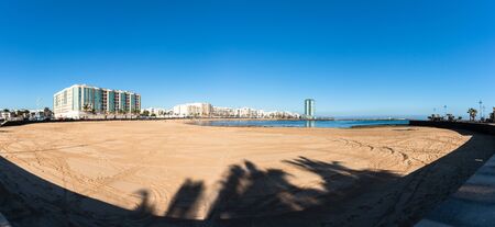 Panoramic skyline view of Arrecife city waterfront and beach, Lanzarote, Canary Islands Spain. Travel vacation concept.の写真素材