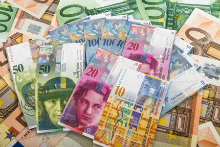 Swiss and EU bank notesの写真素材