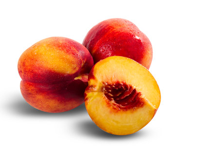 Nectarines super fruit health booster on white backgroundの写真素材