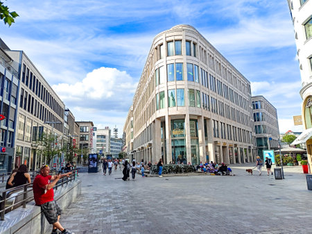 Hannover, Germany, Jun 12, 2022. People walking through the commercial center of Hannover, Kropcke, Hannover, Lower Saxony, Germanyのeditorial素材
