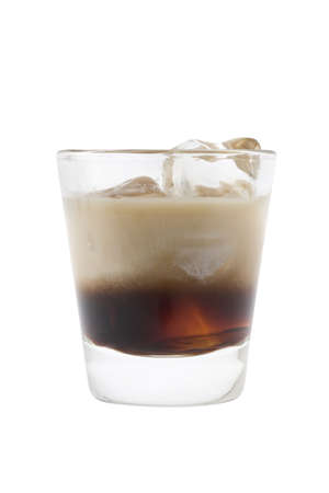 White Russian mixed drink on white background