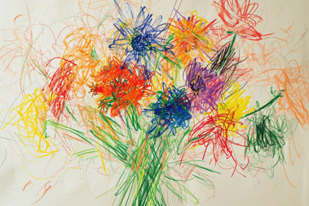 a child s drawing of a bouquet of flowersの素材