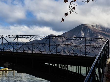 Shot of the famous Pont Des Amours in Annecy, Franceの写真素材