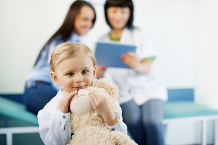 Cute little girl at doctors officeの写真素材