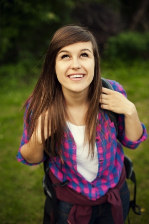 Beautiful female hikerの写真素材