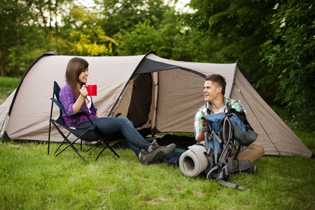 Young couple campingの写真素材