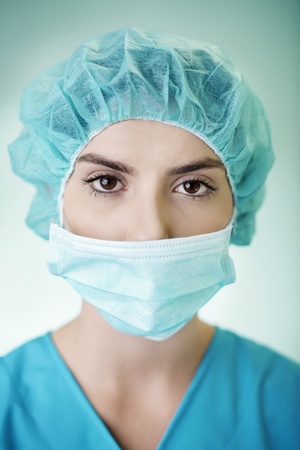 Portrait of young female surgeonの写真素材