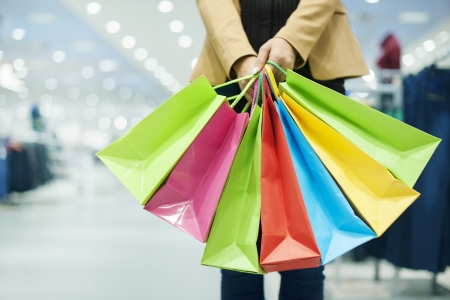 Woman with shopping bagsの写真素材