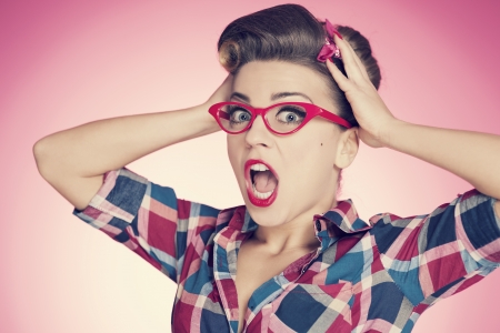 Shocked pin up girlの写真素材