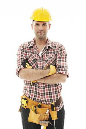 Portrait of handsome construction workerの写真素材