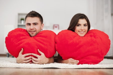 Couple with big heartsの写真素材