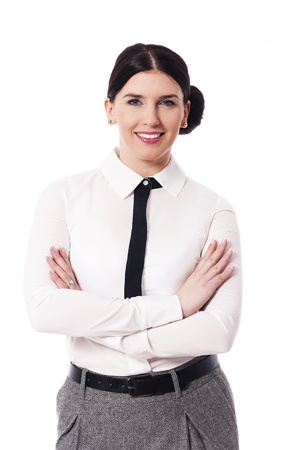 Smiling businesswoman with arms crossedの写真素材