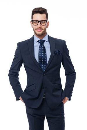 Portrait of handsome businessman with glassesの写真素材
