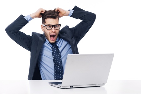 Shocked male office workerの写真素材