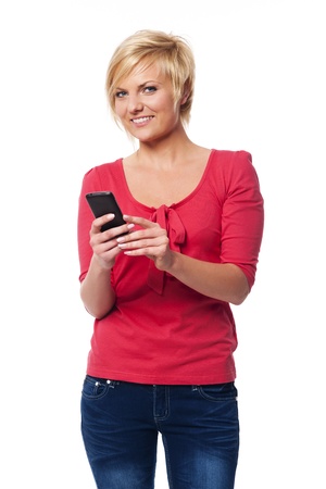 Pretty woman text messagingの写真素材