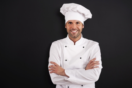 Portrait of smiling chef in uniform
の写真素材