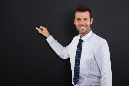 Young man is ready to drawing business strategyの写真素材