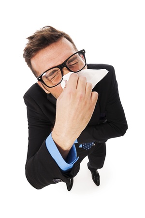 Man struggling with a coldの写真素材