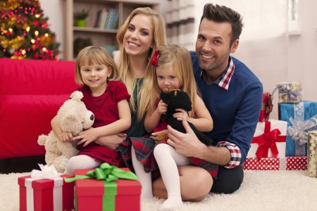 Portrait of loving family in christmas timeの写真素材