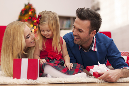 Loving family in christmas time の写真素材