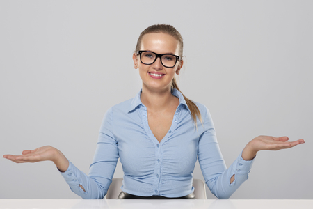 Confident businesswoman welcome gesture
の写真素材