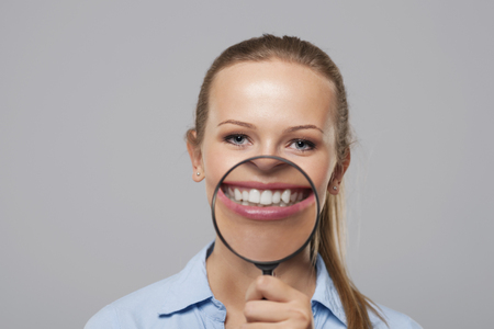 Blonde woman with big white smile 
の写真素材