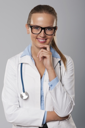 Portrait of smiling young female doctor の写真素材