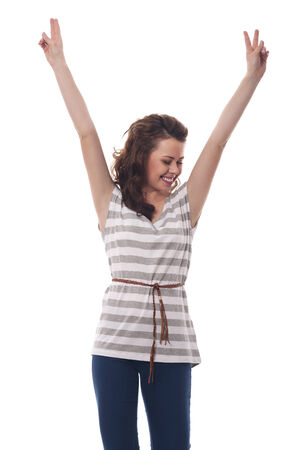 Attractive happy girl celebrates success
の写真素材