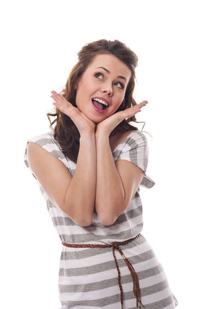 Portrait of surprised young womanの写真素材