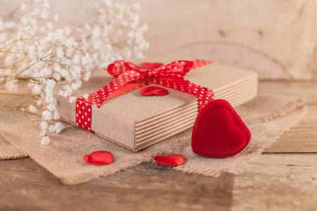 Rustic valentine's day with cute giftの写真素材