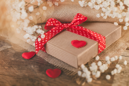 Close up of cute valentine's giftの写真素材